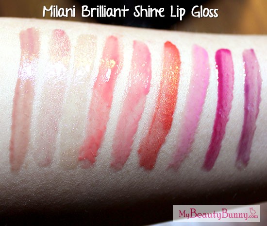 Milani Brilliant Shine Lipgloss Swatches