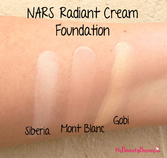 NARS Radiant Cream Foundation swatches