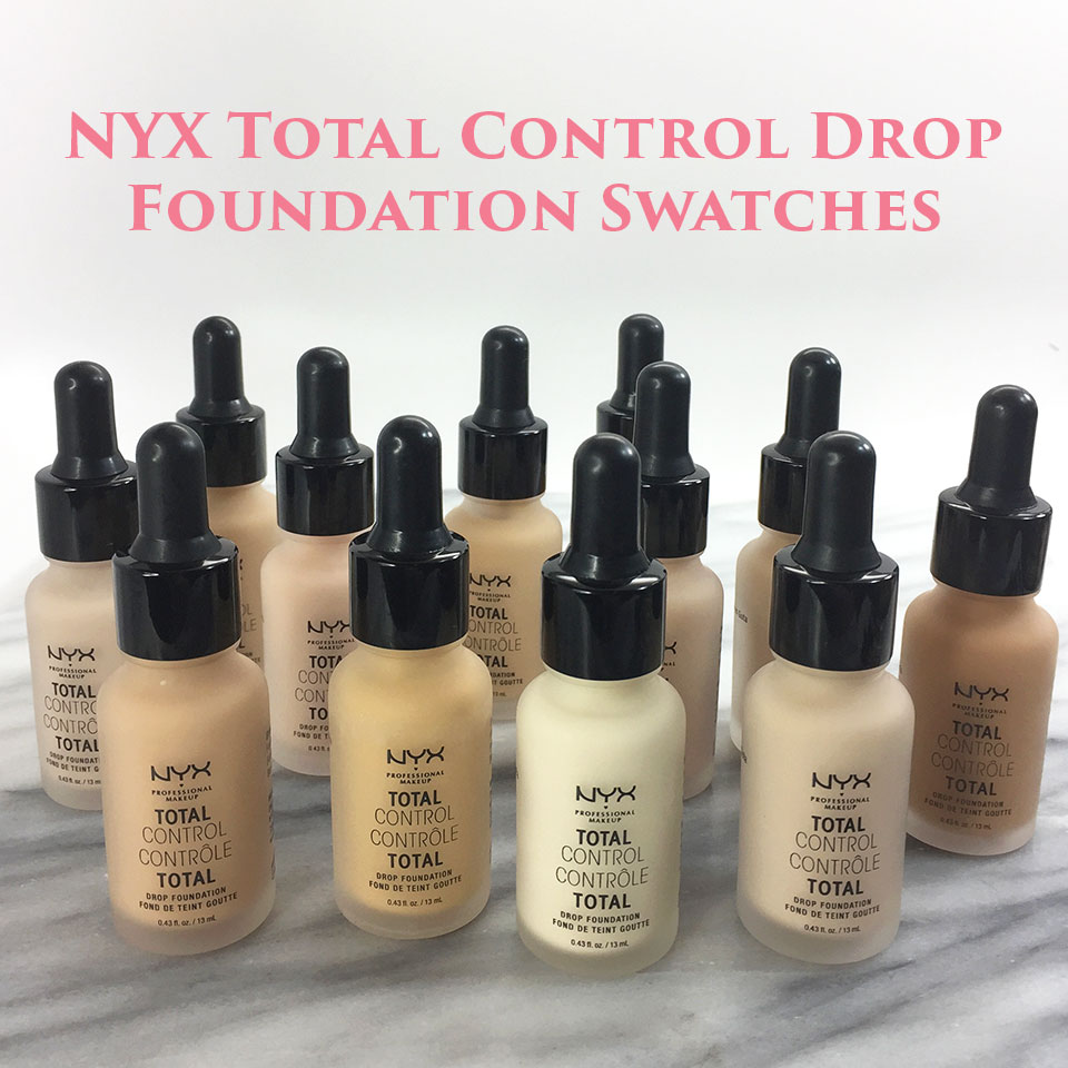 Check out our full review and swatches of the NYX Total Control Drop Foundation. We give it a full review and show swatches on two separate skin tones.  - NYX Total Control Drop Foundation Swatches and Review by popular LA beauty blogger My Beauty Bunny