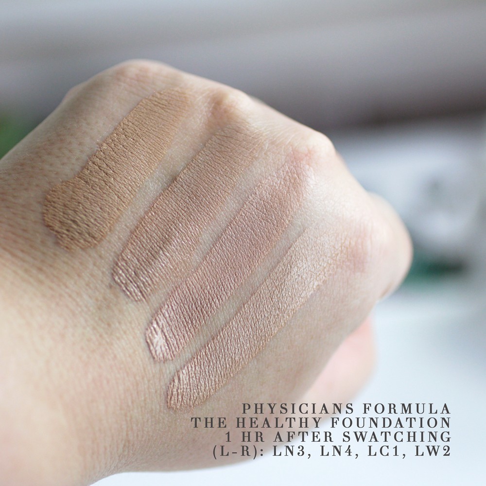 Physicians Formula The Healthy Foundation Swatches After Drying for One Hour