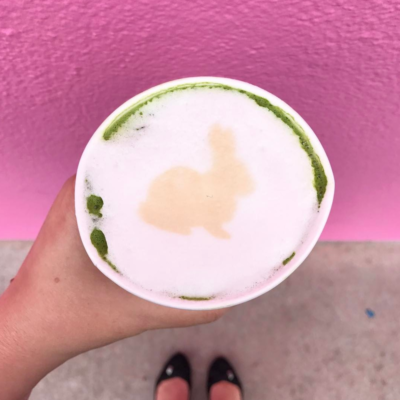 Most Instagram Friendly Spots in LA - Carrera Cafe Latte Art at the Pink Wall Los Angeles