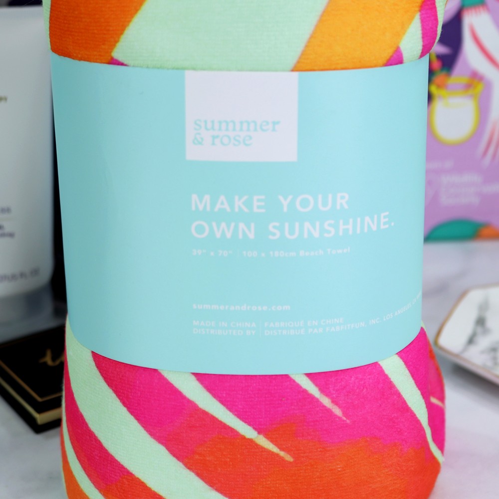 Summer & Rose Beach Towel in the Summer 2018 FabFitFun Subscription Box - FabFitFun Summer 2018 Unboxing and Giveaway featured by popular Los Angeles style blogger, My Beauty Bunny
