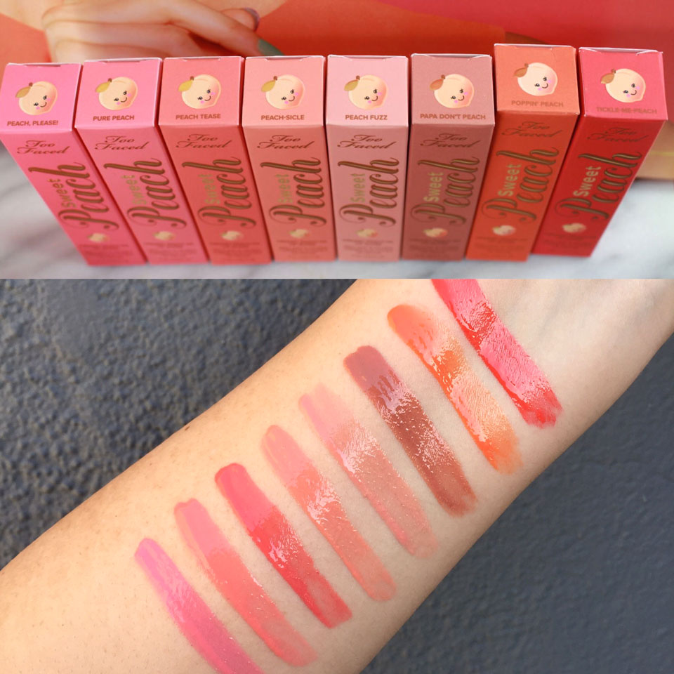 Too Faced Sweet Peach Lip Gloss Swatches