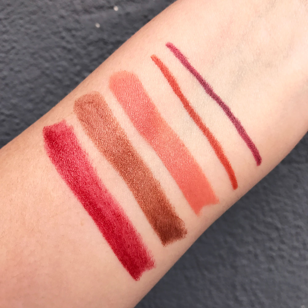 Urban Decay Heat Vice Lipstick and Eye Pencil Swatches