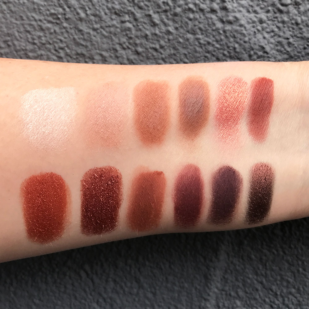 Urban Decay Heat Palette Swatches - Urban Decay Naked Petite Heat Palette Review by popular Los Angeles cruelty free beauty blogger My Beauty Bunny
