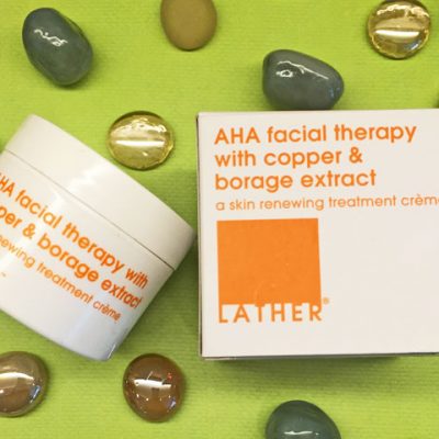 lather AHA facial therapy with copper and borage extrract skin renewing treatment creme my beauty bunny