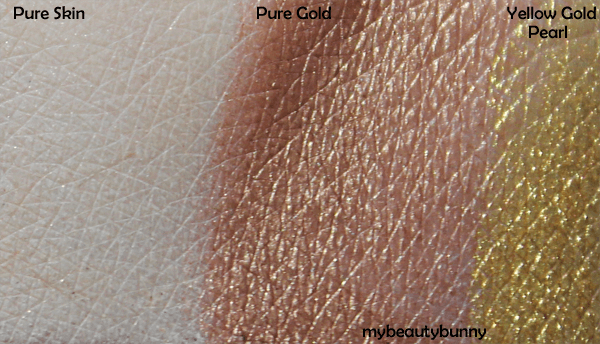 Nyx Pure Skin, Pure Gold and Yellow gold Pearl Swatch